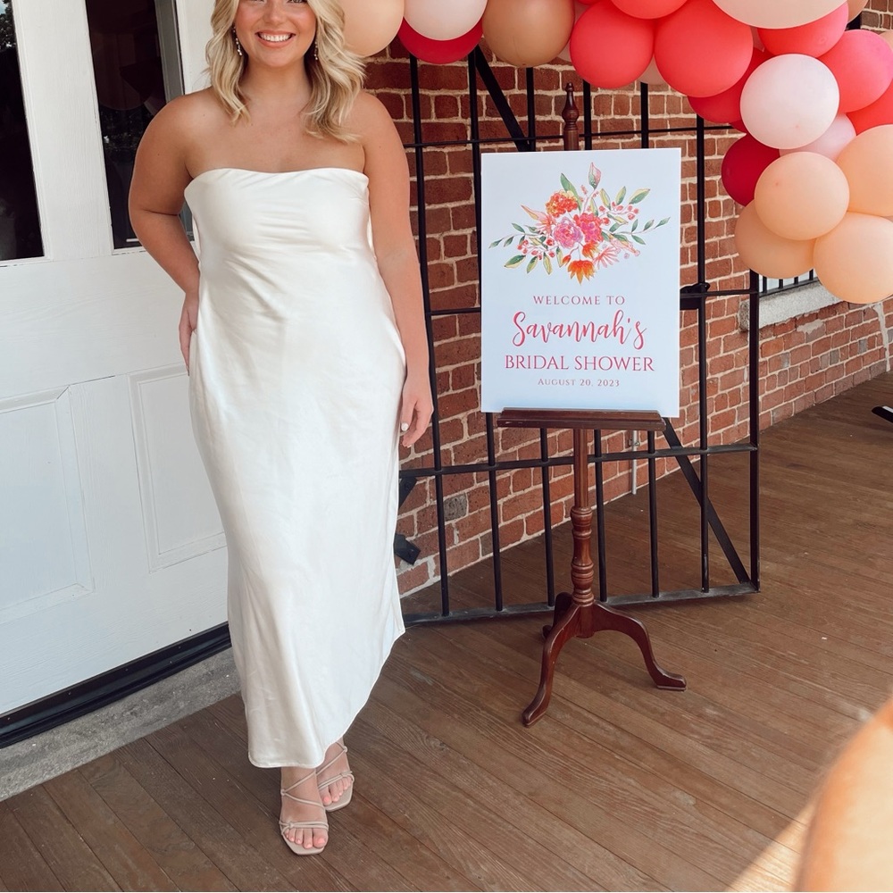 SHOWPO midi length satin white gown
